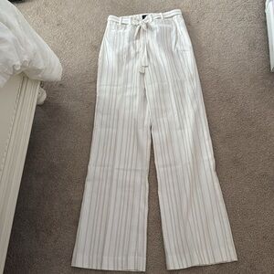 Ann Taylor White Striped Wide Leg Pants